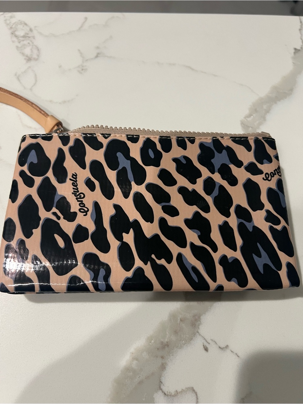 Consuela Leopard Zip Wallet in Blush, Black and Blue-Gray - Picture 2 of 3